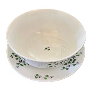 Porcelain Ramekin Sprig Cornflower Plate and Bowl